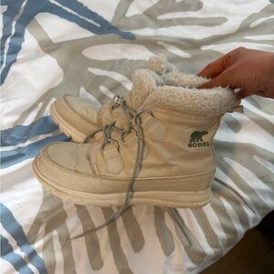 Sorel Cream Snow Boots with Plush Lining